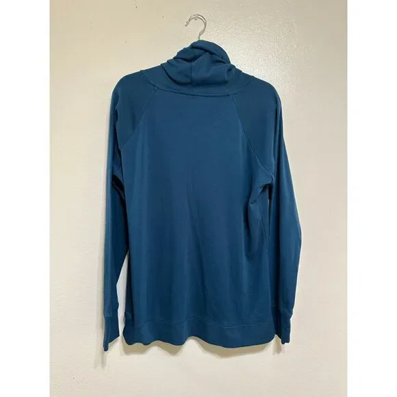 Gaiam Women's Funnel Neck Oversized Sweatshirt Size M Kangaroo Pocket Turquoise - Picture 3 of 3